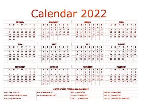 Red Calendar 2022 Png All