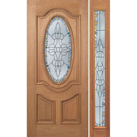 Eswda 48x80 Exterior Mahogany Carmel Single Door1side W Tiffany Glass