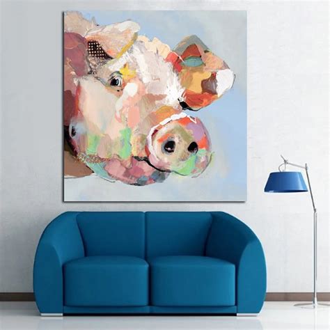 Cuardros Decoracion Lovly Fat Pig Oil Painting Canvas Painting Modern