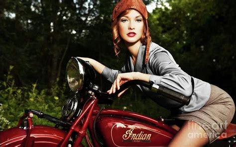 Indian Motorcycle Sexy Redhead Pinup Girl Photograph By Scott D Van