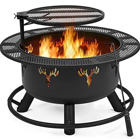 Yaheetech 32 Inch Outdoor Fire Pit Patio Firepits with 18.5 Inch Swivel