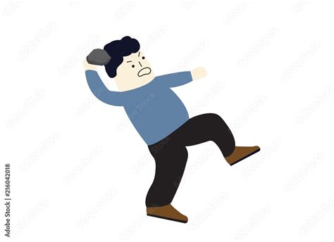 Man Throwing Rock Vector Illustration Stock Vector Adobe Stock