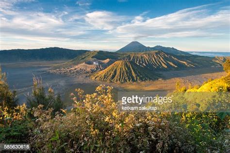Mount Bromo Overlook At Sunrise East Java Indonesia High Res Stock