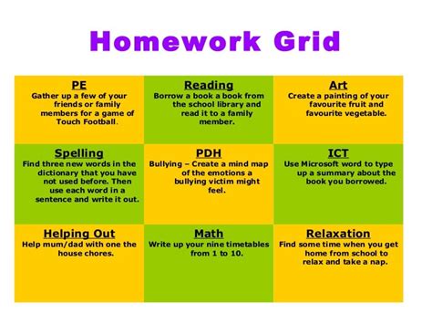 Homework Grid