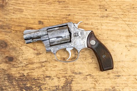 Smith And Wesson Model 60 Stainless 38 Special Used Police Trade In Revolver With Engraving And