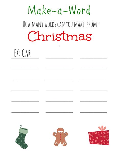 Christmas Games For Kids Free Printable Christmas Make A Word Game
