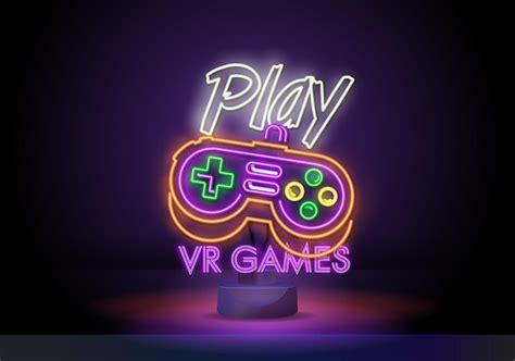Premium Vector Vr Games Logos Vector Conceptual Neon Signs Game Stick