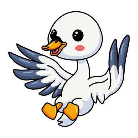 Cute Little Goose Cartoon Flying 11953923 Vector Art At Vecteezy