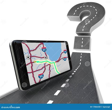 Navigation Gps Unit On Road Question Mark Stock Illustration