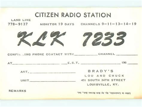 Vintage Qsl Ham Radio Card Louisville Kentucky Ky See My 60000 Postcards T1752 203 Picclick