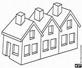 Coloring Houses Townhouses Chimneys sketch template