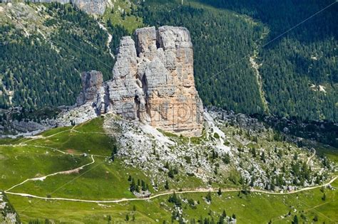 Rock Cliff In Giau Pass At Daylight Dolomites Mountains