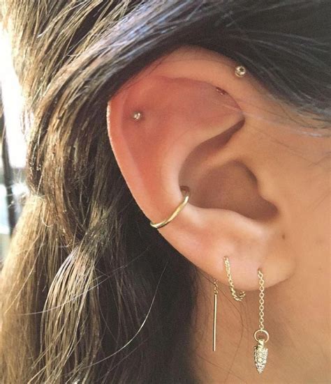 Stone and strand small clicker 14k gold huggie hoop earring. Chunky medium rectangular gold hoop earrings or silver hoop earrings - minimal, geometric, and ...