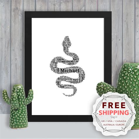 Personalized Snake Framed Word Art T Keepsake Unique Etsy