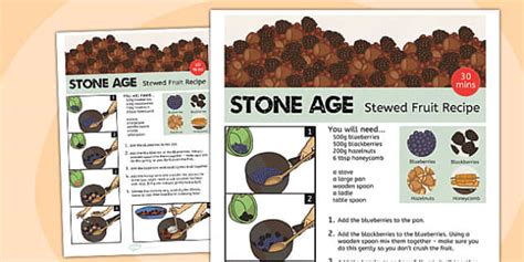 Ks2 Stone Age Food Recipe Stewed Fruit Recipe Sheet