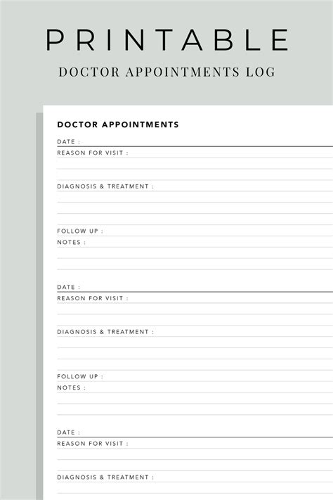 Doctor Visits Note Taking Template Planner Inserts Printable