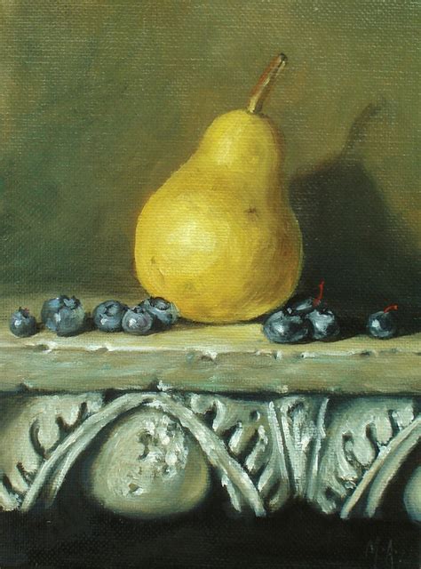Original Oil Paintings By Mary Ashley Pears And Blueberries On A