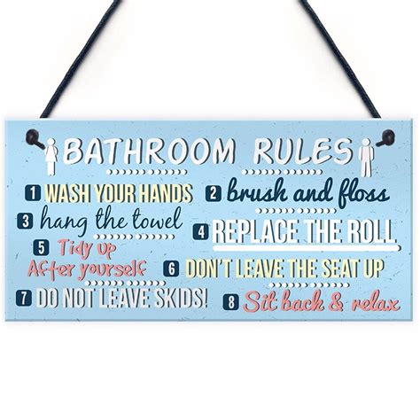 Meijiafei Bathroom Toilet The Loo Rules Shabby Chic Vintage Retro Funny