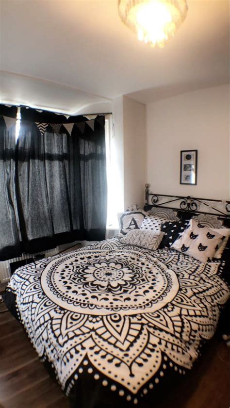 Black And White Mandala Print Bedding Set In 2020 Boho