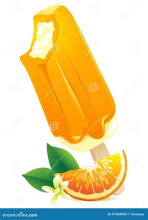Orange Ice Cream With Citrus Slice Summer Flavor Stock Vector