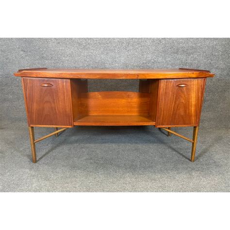 vintage danish mid century modern teak floating desk attributed to svend madsen chairish