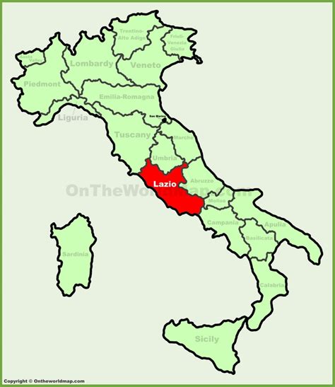 Is sent via special cardboard tubes (posters or laminated), or framed maps. Lazio location on the Italy map