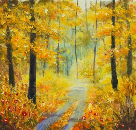 Original Oil Painting Sunny Forest Landscape Beautiful