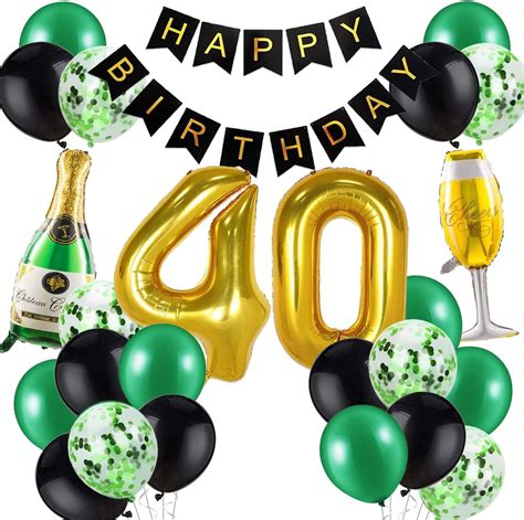 Buy 40th Birthday Decorations For Him Men Green Black And Gold Party