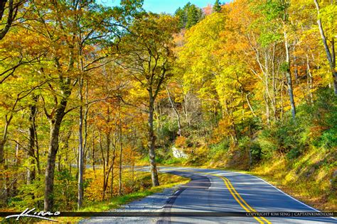 North Carolina Blue Ridge Parkway Road Fall Colors Royal Stock Photo