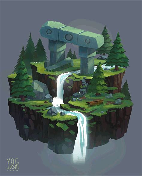 Waterfall Animation On Behance Environment Concept Art Isometric Art