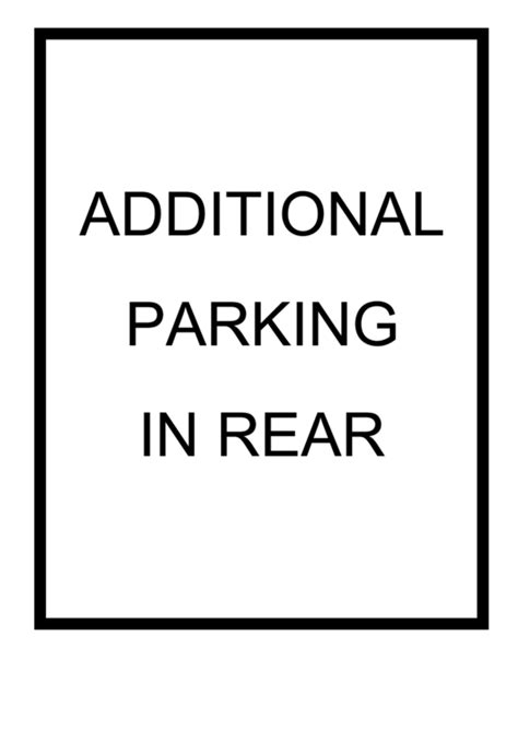 Additional Parking In Rear Sign Printable Pdf Download