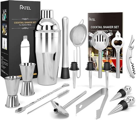 17 Pcs Cocktail Making Set Stainless Steel Cocktail Shakers Set Professional Bar Party Tool