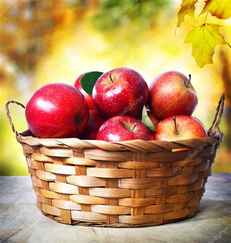 Fresh Apples In Basket Stock Photo By ©melpomene 41340553