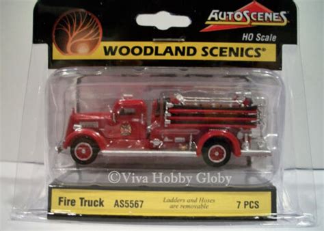 Woodland Scenics As5567 Ho Scale Fire Truck With Ladders And Hoses 7pcs