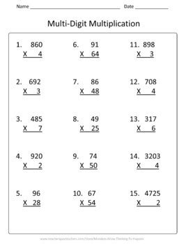Yockey's class and 25 this set is often saved in the same folder as. 4th Grade Multiplication and Division Worksheet Practice Set | TpT