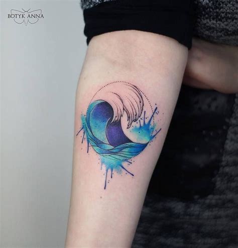 Watercolor Wave Tattoo By Botykanna Ocean Tattoos Circle Tattoos
