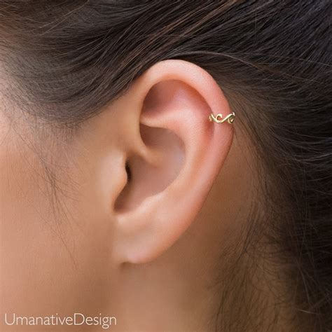 Gold Helix Piercing Cartilage Earring Tragus Earring Daith Etsy