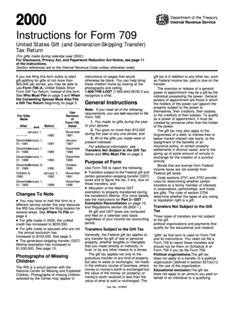 Instructions For Form 709 United States T And Generation Skipping