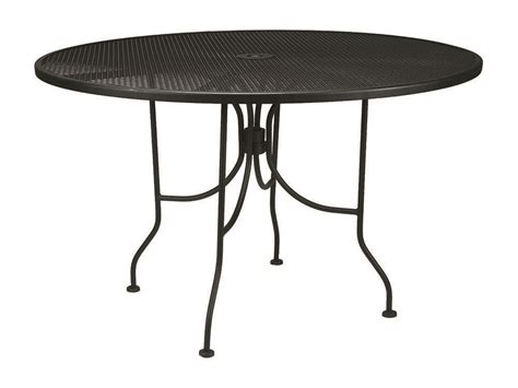 Meadowcraft Mesh Wrought Iron 48 Round Dining Table With Umbrella