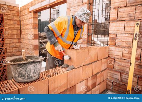 Professional Construction Worker Building House Stock Image Image Of