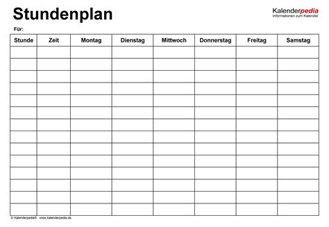 Anschließend könnt ihr die blutdrucktabelle pdf vorlage ausfüllen. Stundenplan-Vorlagen Word zum Download & Ausdrucken ...