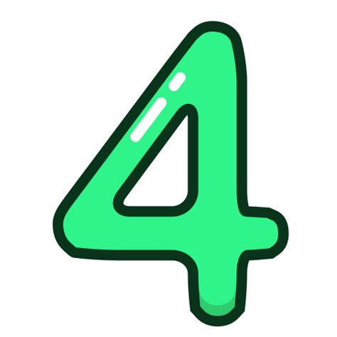Four Green Number Numbers Study Icon