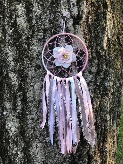 Pink Dream Catcher With Accent Flower Floral Dream Catcher Etsy