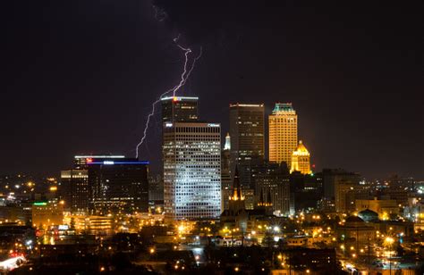 Downtown Tulsa Lightning Strike Stock Photo - Download ...