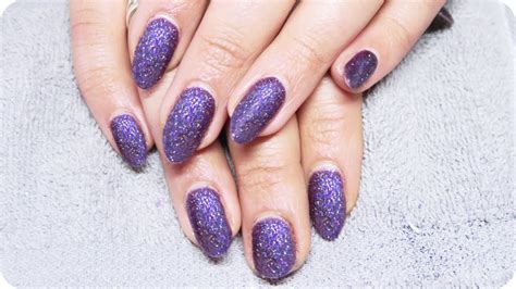 Matte Purple Glitter nails with Gel Polish // How to do ...