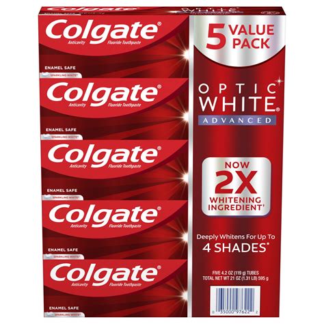 Product Of Colgate Optic White Advanced Teeth Whitening Toothpaste 5 Pk