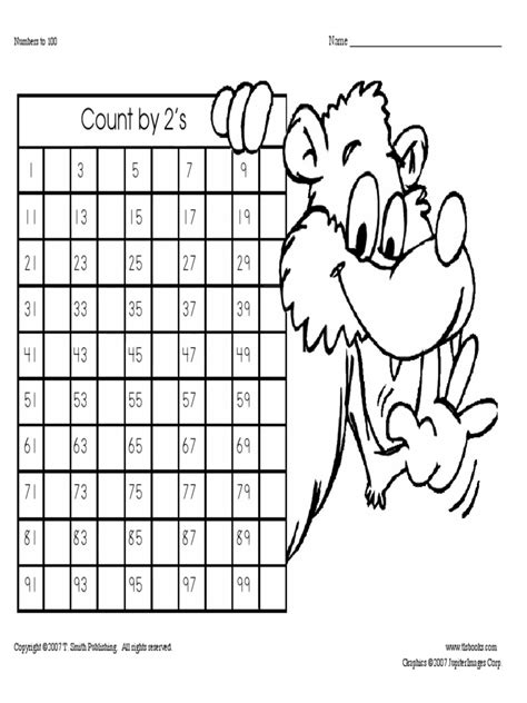 Number Charts Counting By 2 All Rights Reserved Copyright Law