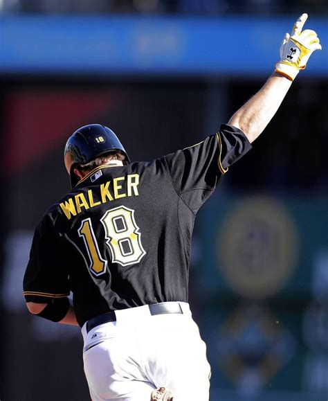 Pirates Second Baseman Neil Walker Reacts As He Rounds The Bases After
