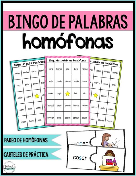 Palabras homófonas Homophones in Spanish Bingo and posters