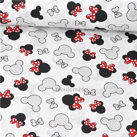 Disney Minnie Mouse Fabric Pink Hair Bow Mickey Mouse Cotton Quilt